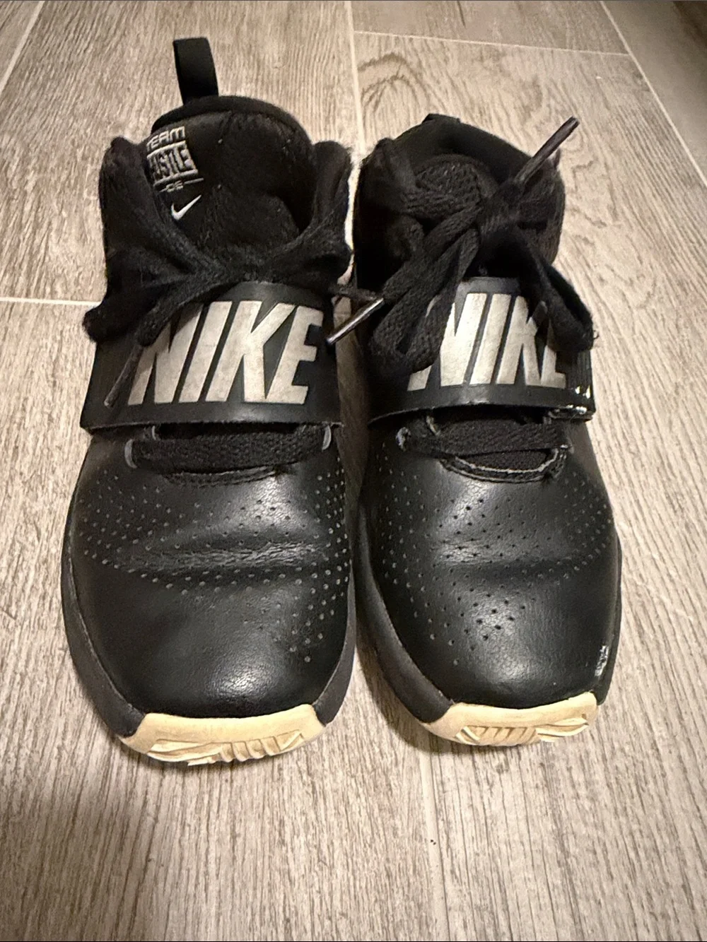 Nike Kids Black Sneakers with White Swoosh
